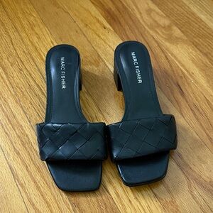 Marc Fisher Black Woven Slide Sandals